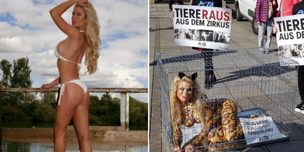 Playmate Ramona Bernhard wirbt für PETA