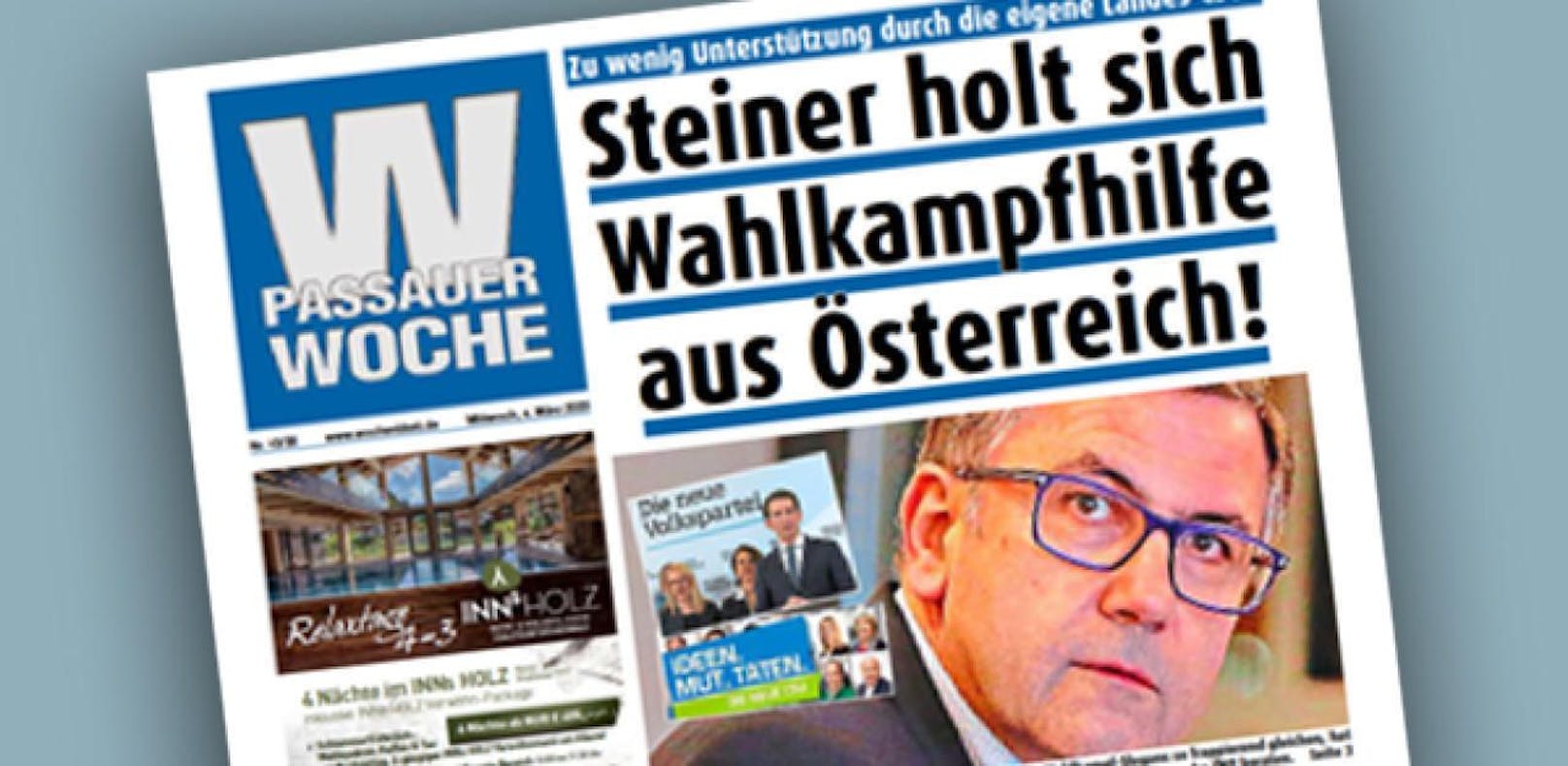 Bericht aus der &quot;Passauer Woche&quot;: OÖVP hilft dem Linzer Tourismusdirektor Georg Steiner bei seinem Bürgermeister-Wahlkampf im bayerischen Passau.
