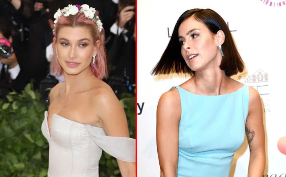 Hailey Bieber bei der MET Gala 2018 und Lena Meyer-Landrut beim Dreamball 2018