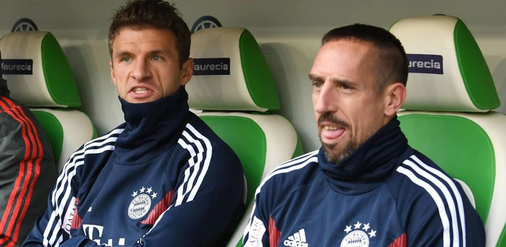 Thomas Müller und Franck Ribery mussten gegen Wolfsburg vor zwei Wochen zusehen.
