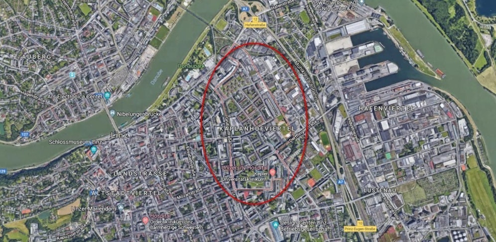 Großer Polizeieinsatz im Linzer Kaplanhofviertel am Freitagabend.