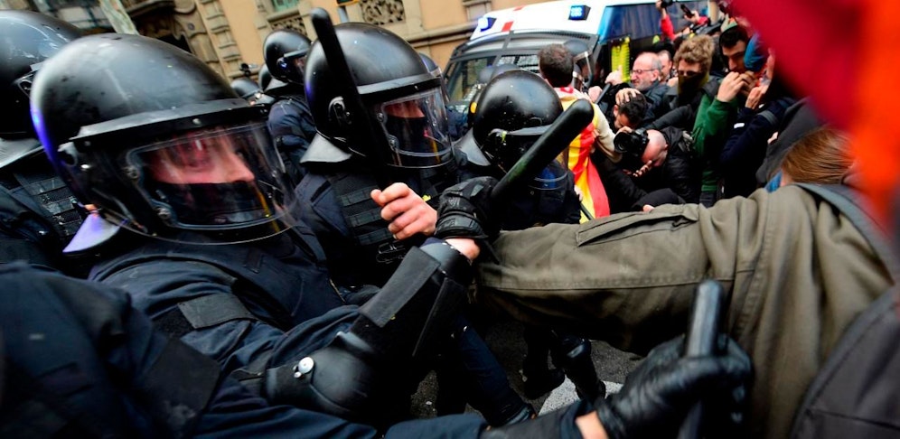 Ausschreitungen am 25. März in Barcelona.