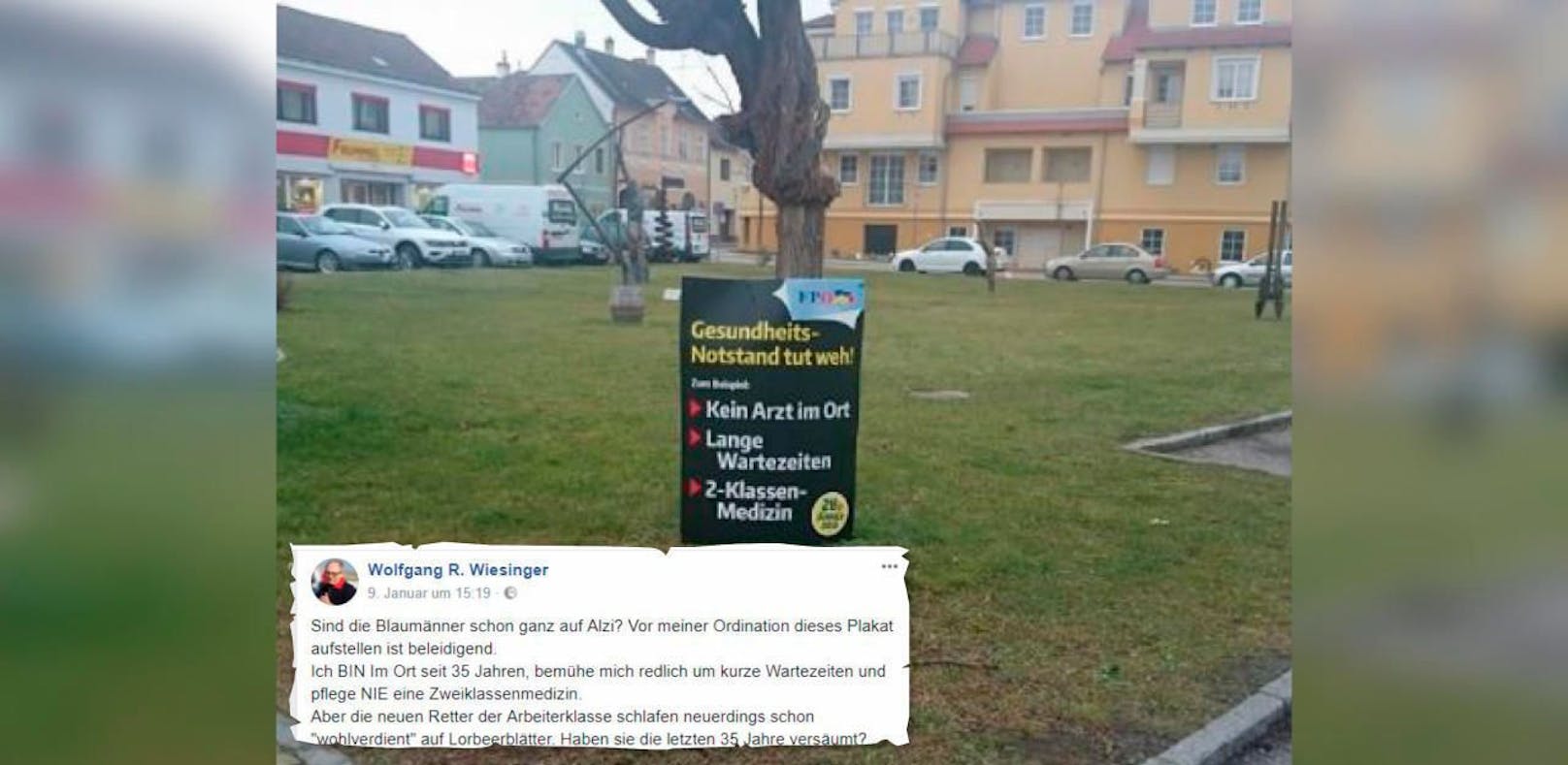 Arzt über FP-Plakat: "Sind Blaumänner auf Alzi?"