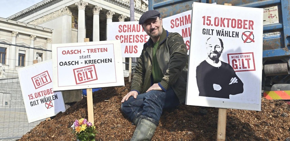GILT Obmann Roland Düringer anl. einer Fotoaktion.