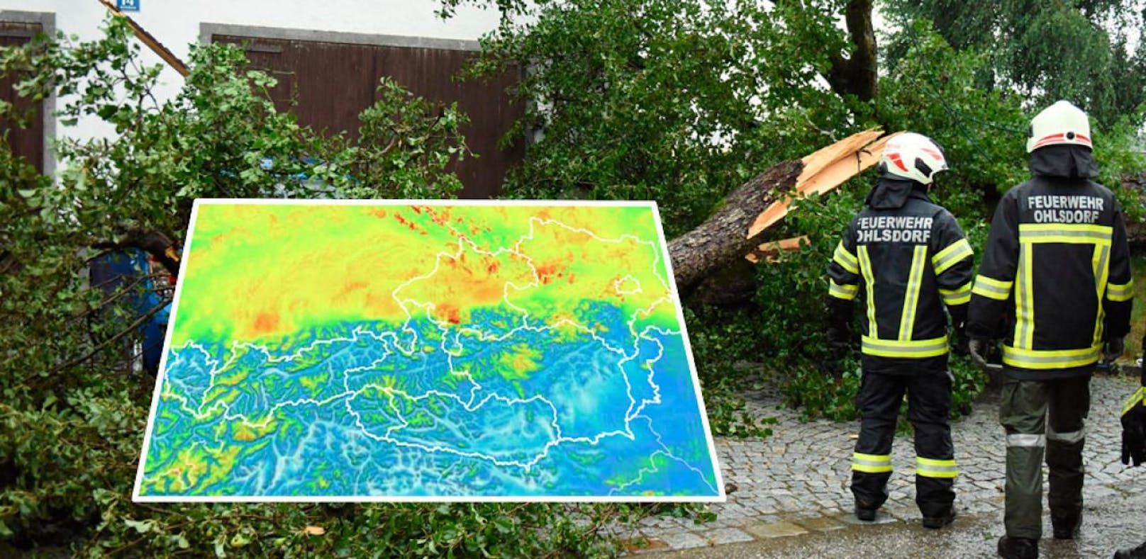 Am Sonntag rechnen Experten mit starkem Sturm und Orkanböen (rot markierte Bereiche). Bäume drohen umzustürzen. 