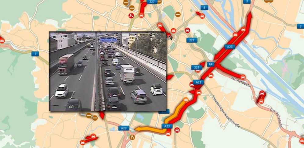 Nichts geht mehr ab der Hansonkurve Richtung Kagran