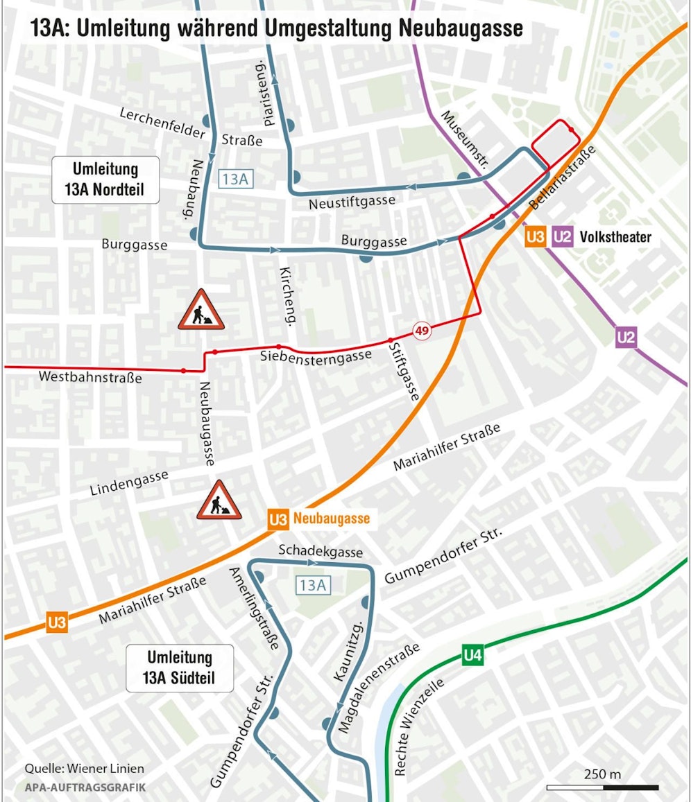 Die Umleitung während der Umgestaltung.
