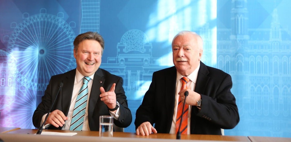 Gut gelaunt: Michael Ludwig, künftiger Bürgermeister von Wien, und Noch-Stadtchef Michael Häupl