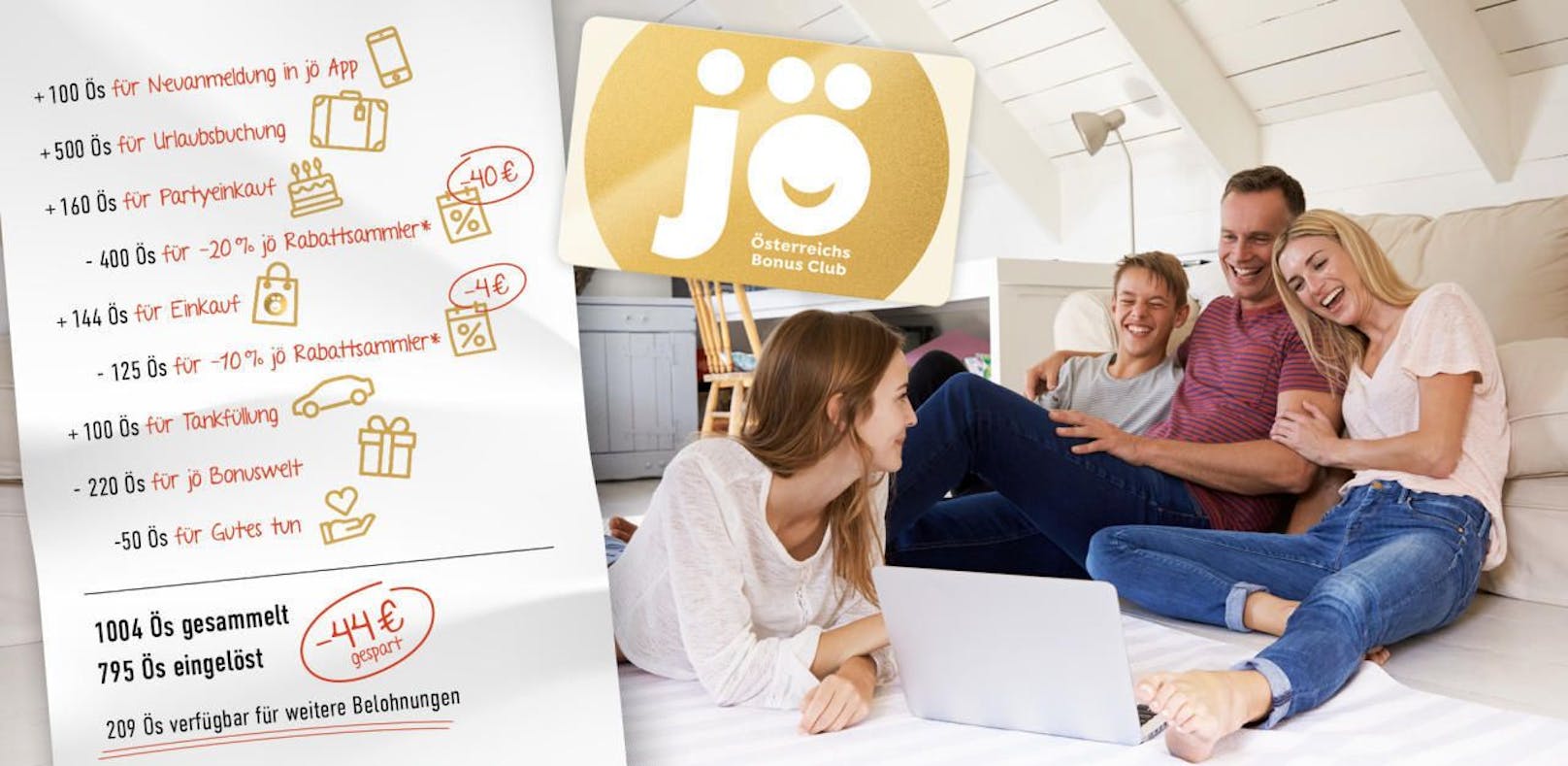 Der jö Bonus Club ist der größte Kundenclub Österreichs, der seinen Mitgliedern jede Menge Vorteile und Rabatte bringt. 