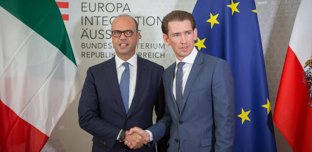 Außenminister Sebastian Kurz mit seinem italienischen Amtskollegen Angelino Alfano