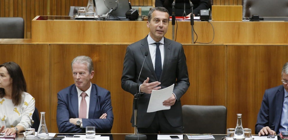 Kanzler Kern (re.) und Vize Mitterlehner bei der Brexit-Debatte im Nationalrat