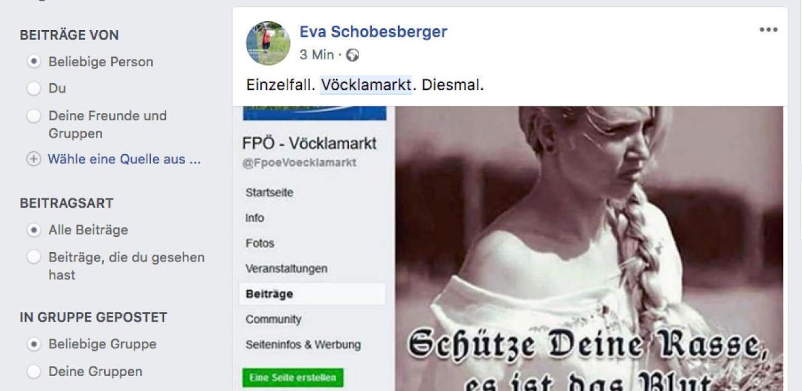 Erneut Nazi-Posting auf einer FPÖ-Facebookseite