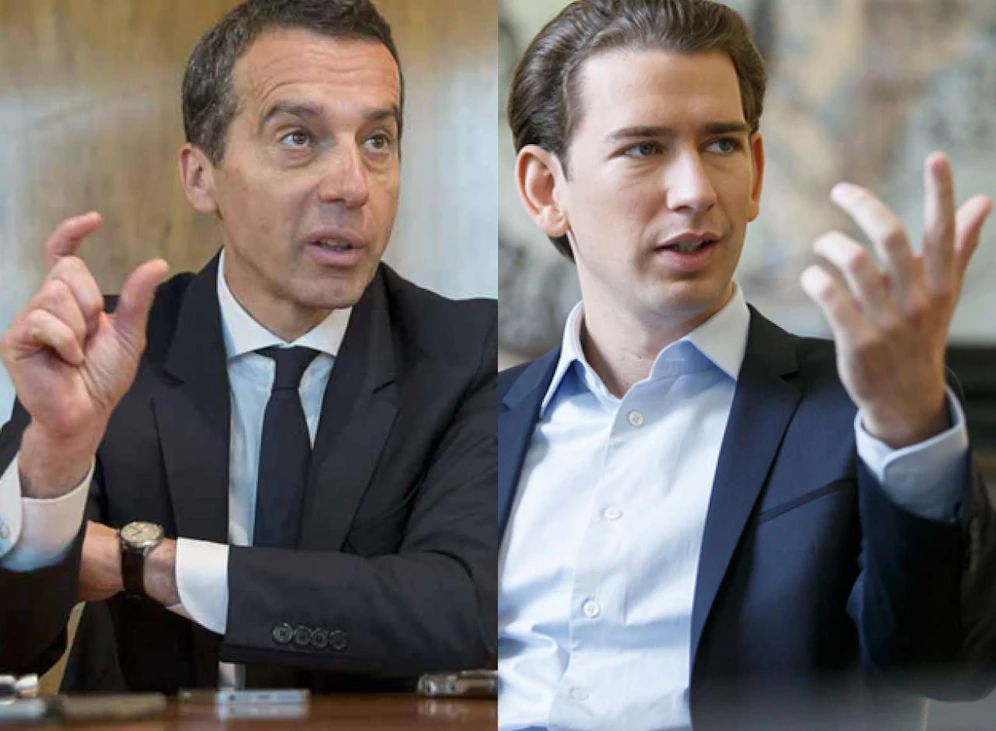Kanzler Kern (li.) und Außenminister Kurz (re.) liefern sich heute ein Unwetter-Duell in der Steiermark.