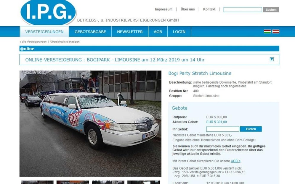 Um wieviel wohl die Limo schlussendlich verkauft wird? 