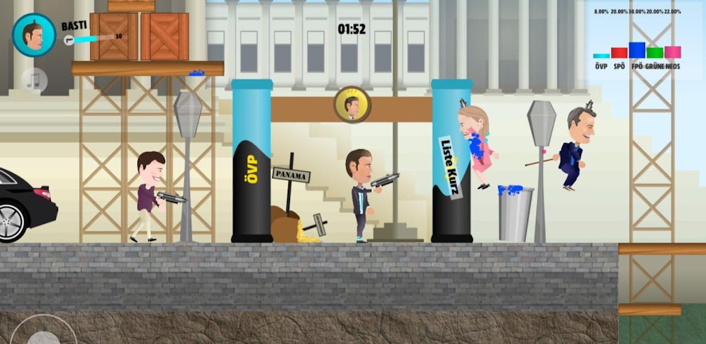 Auf dominikhackl.com/paintball/ kann man als einer der Spitzenkandidaten mit Farbpistolen in den Wahlkampf ziehen.