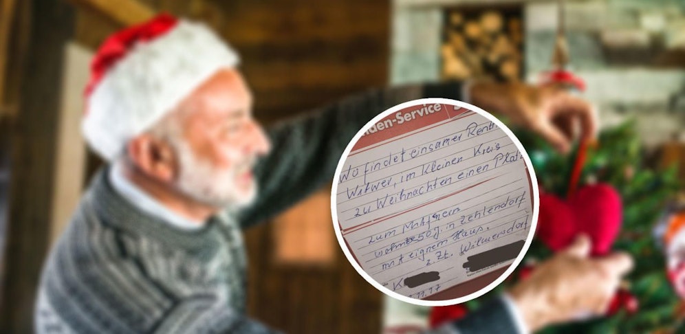 Der Mann suchte eine Familie für Weihnachten.