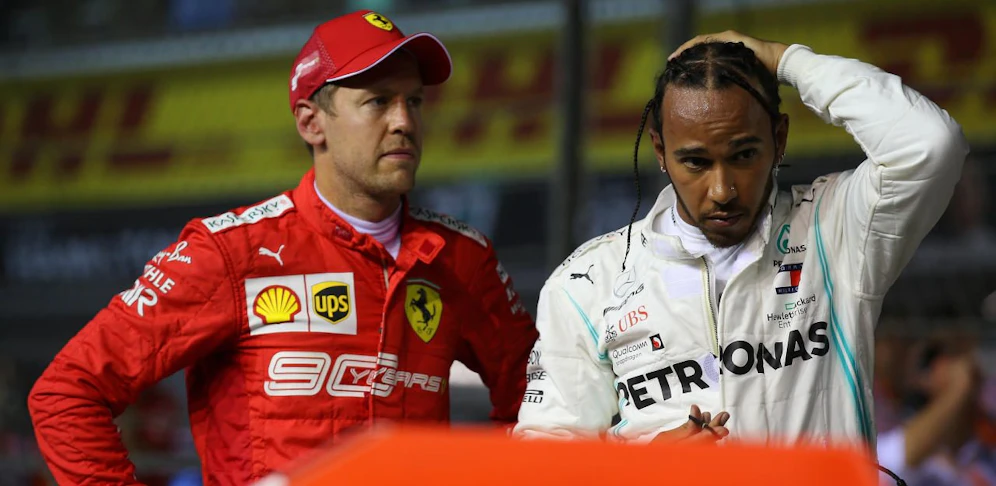 Sebastian Vettel, Lewis Hamilton.