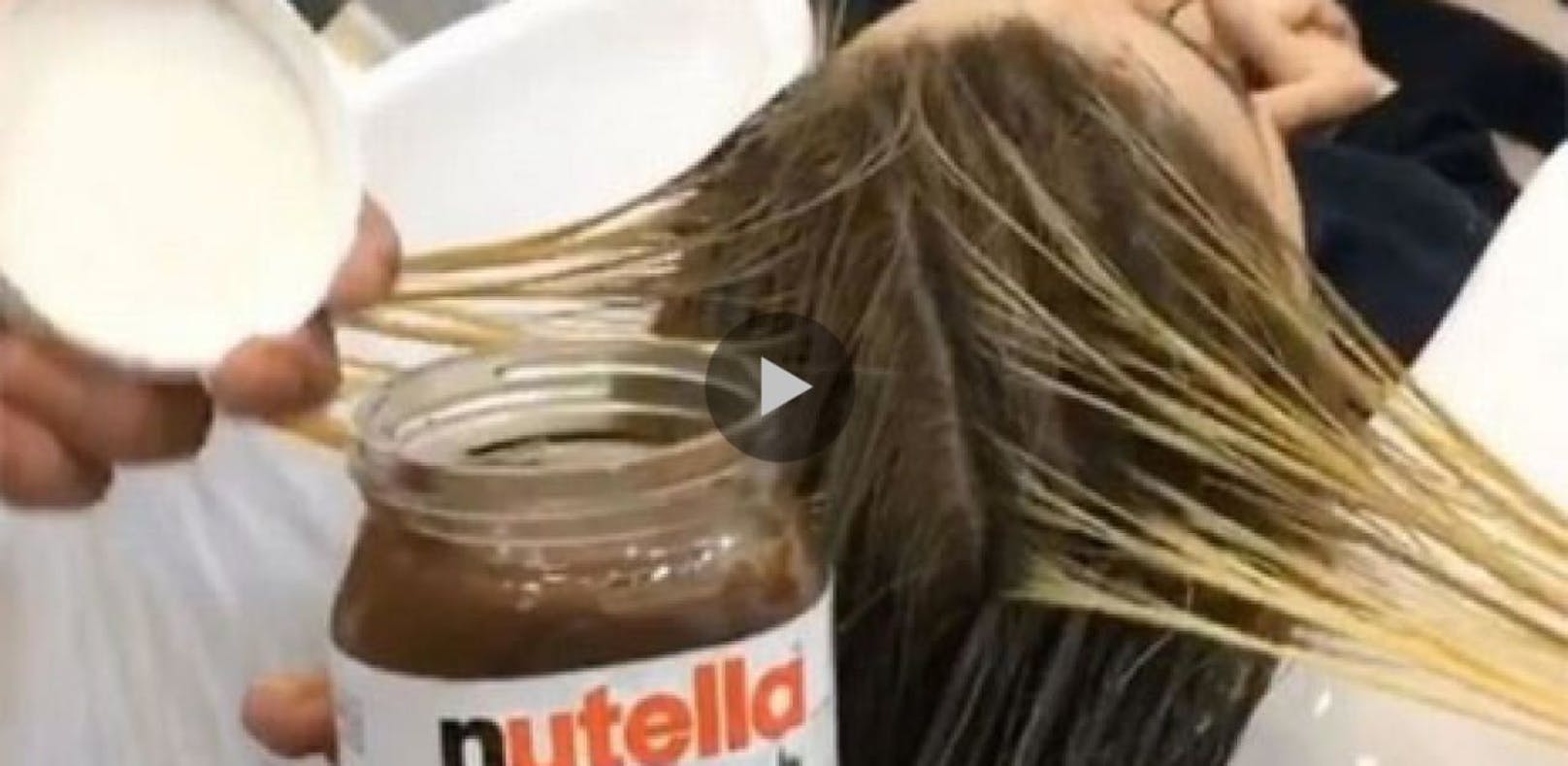 So sieht es aus, wenn man sich mit Nutella die Haare...