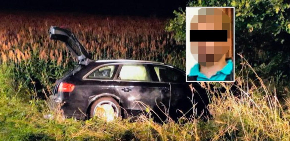 Einer der zwei Wagen nach fatalem Unfall; kl. Foto: der Alkolenker