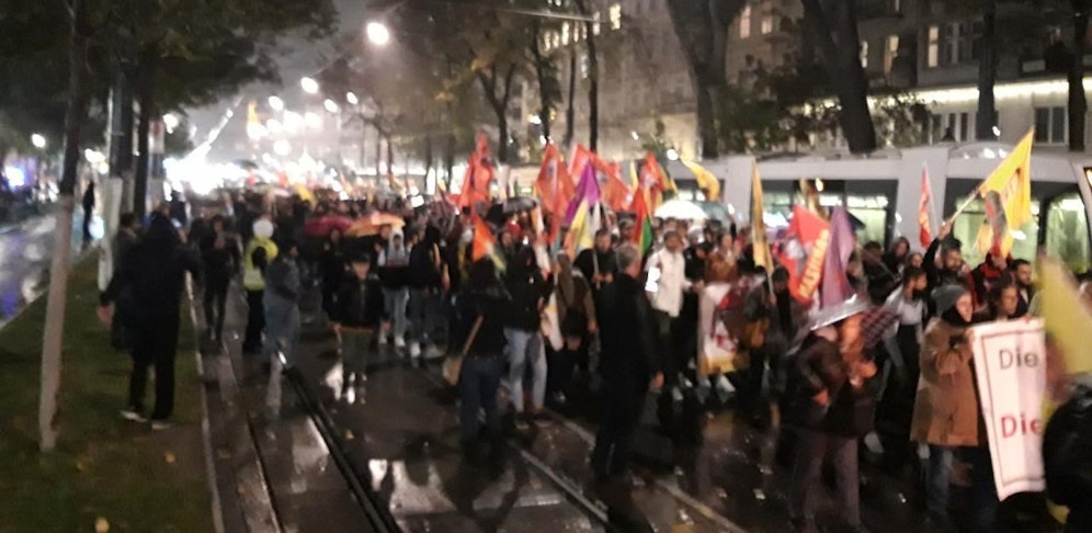 Hunderte Menschen demonstrieren in Wien. 