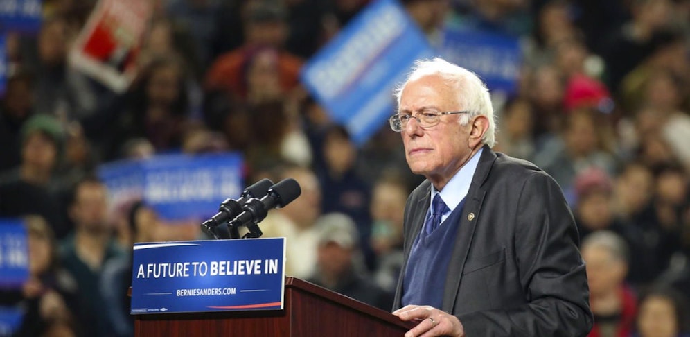 Bernie Sanders bei einem Wahlkampfauftritt in Seattle