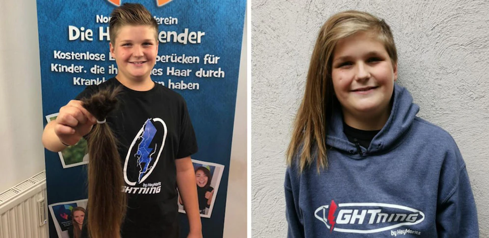 Lukas* vor und nach dem Friseurbesuch.