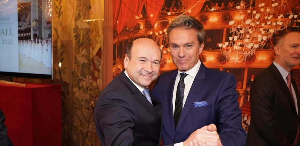 Pressekonferenz PK zum Opernball 2020 in der Wiener Staatsoper, Wien, 14.1.2020, -  Dominique MEYER tanzt mit Alfons HAIDER 