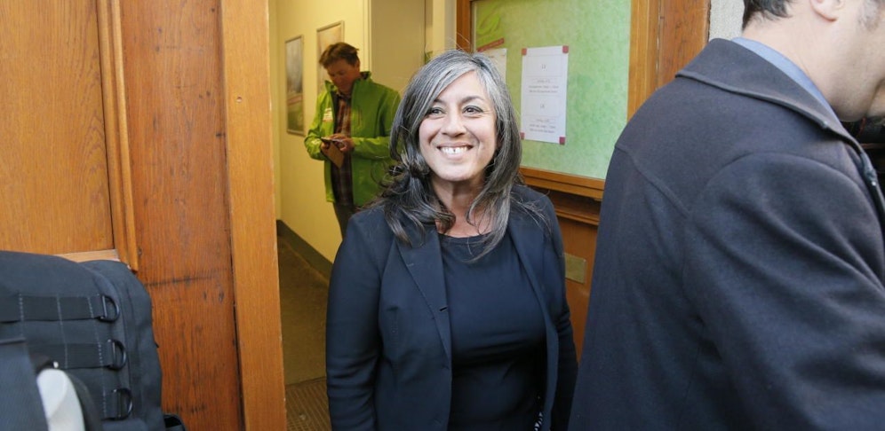 Maria Vassilakou am Montag während der Sitzung in der Parteizentrale. 