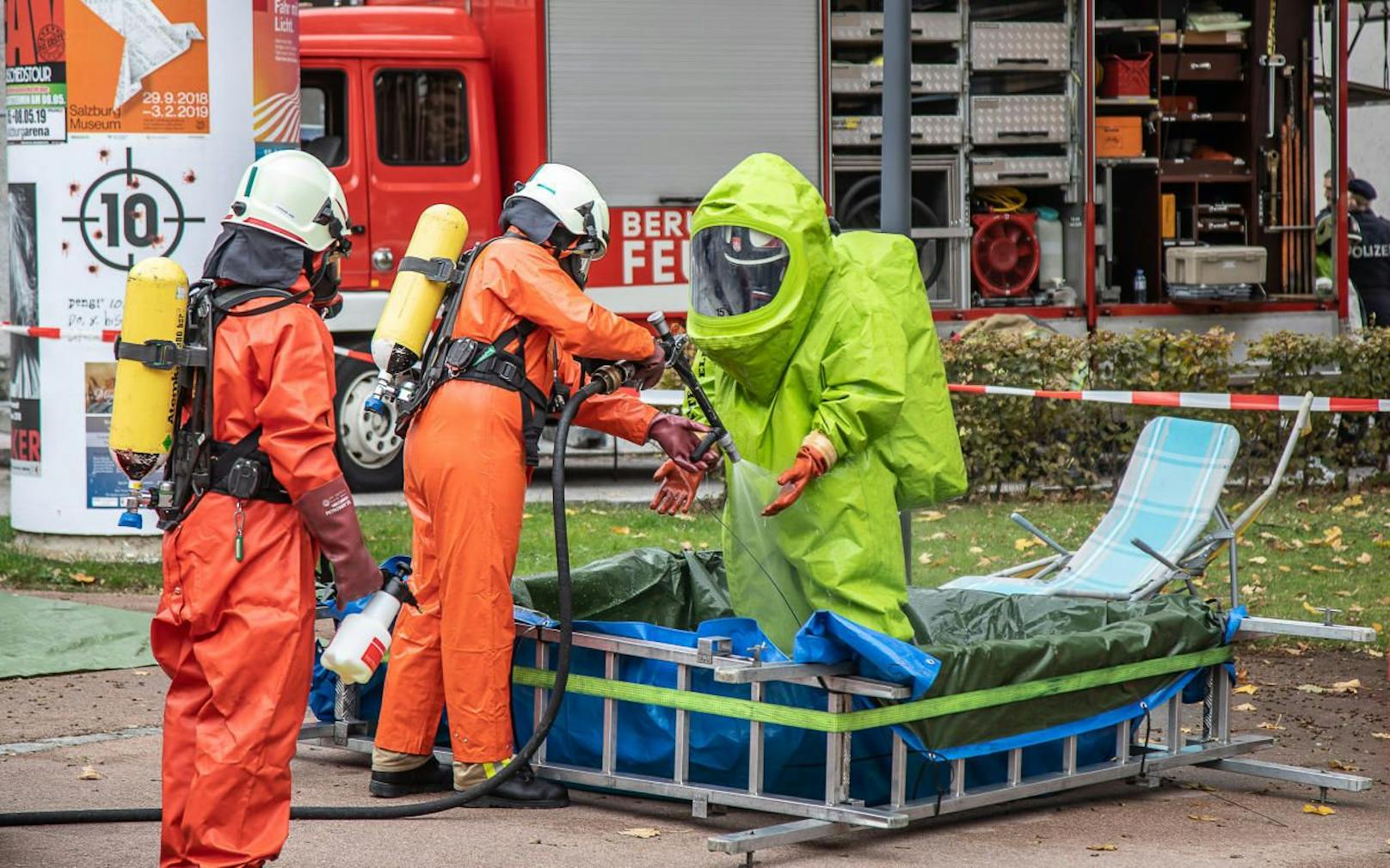 Am Gelände des Landeskrankenhaus Salzburg hat sich am Montag, 29. Oktober 2018, ein Chemieunfall ereignet.
