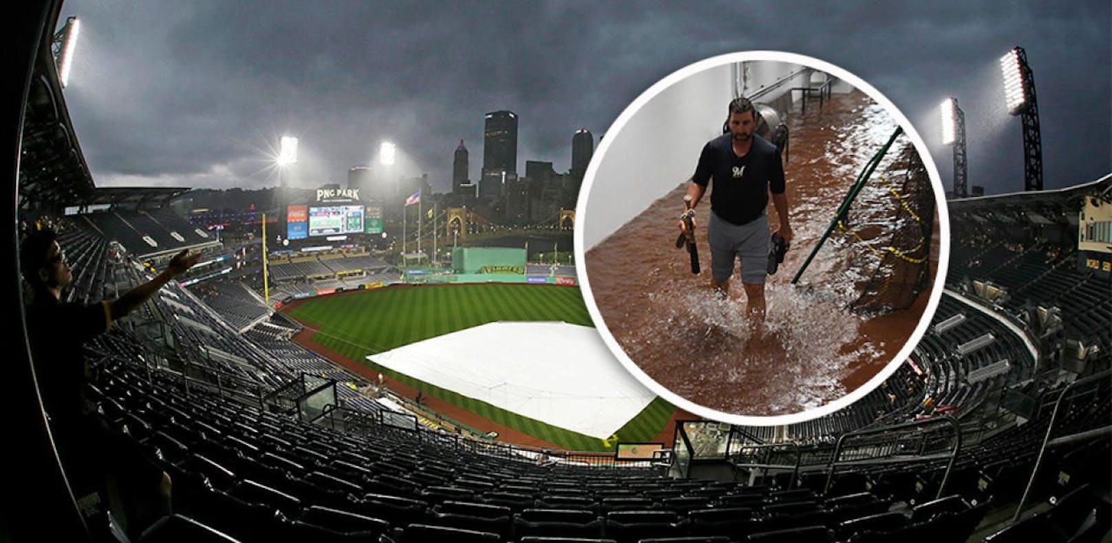 Nach Unwetter: Baseball-Stadion säuft komplett ab