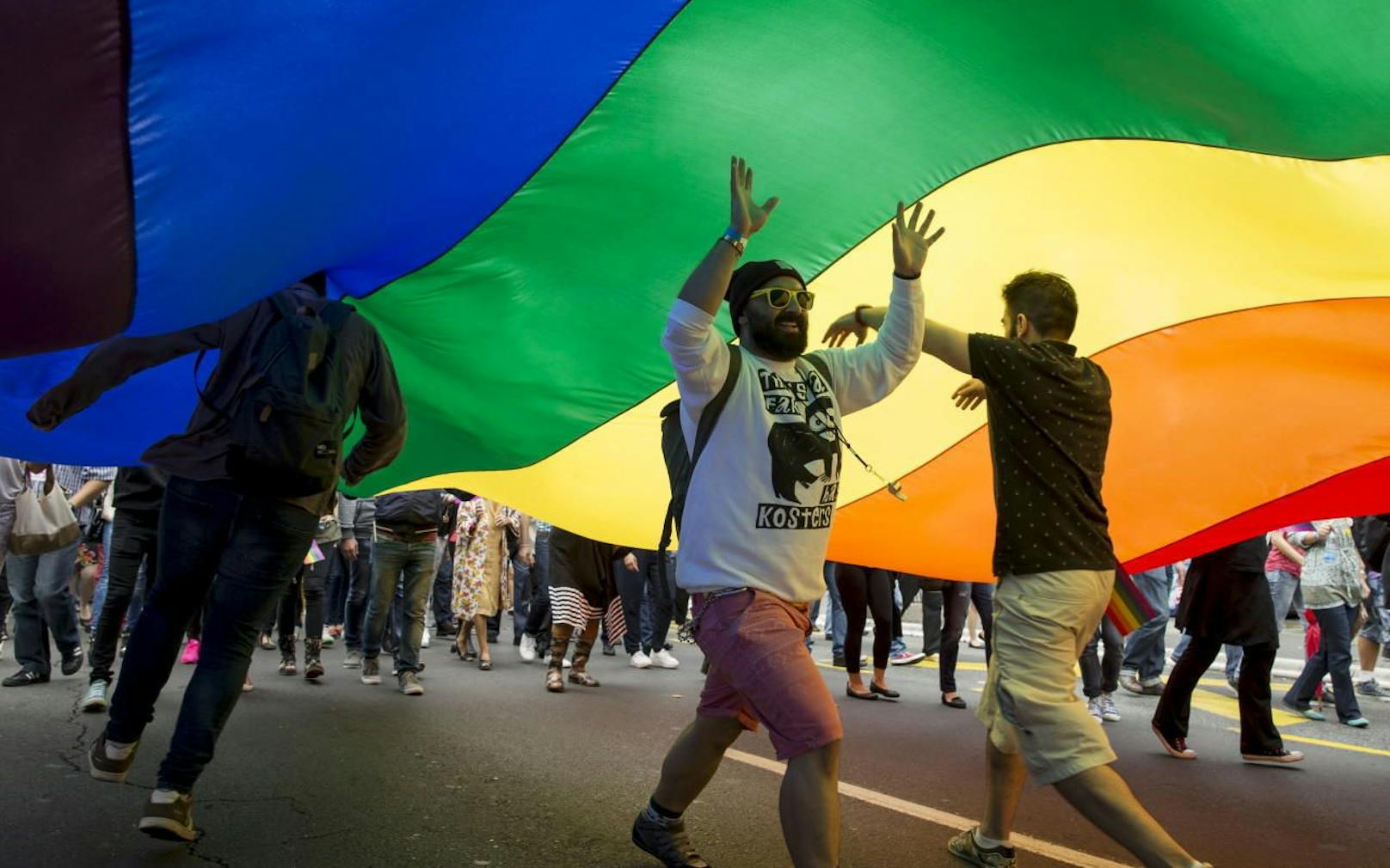 Eine &quot;Gay Pride Parade&quot;, wie hier in Belgrad 2015, wird es in Ankara auf unbestimmte Zeit wohl nicht mehr geben.