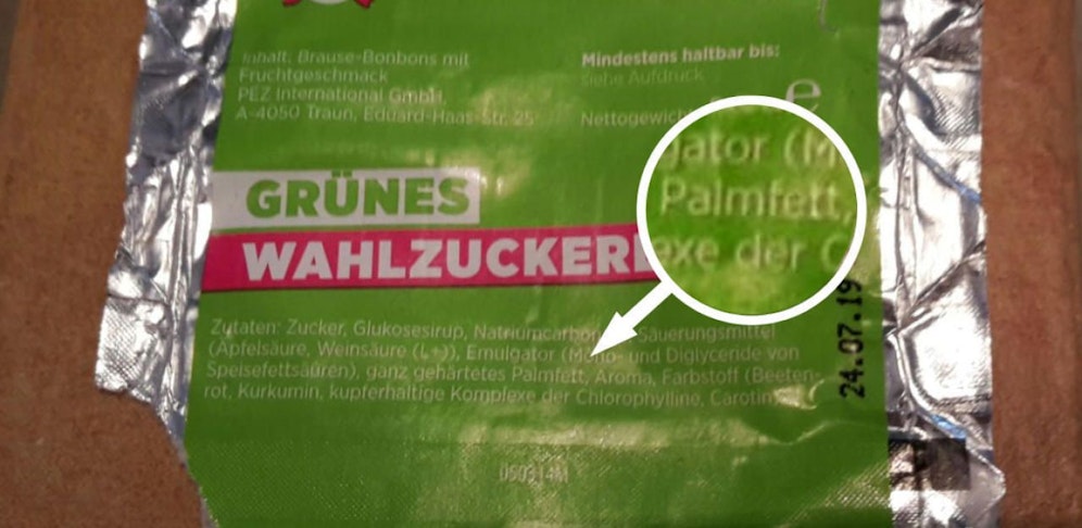 Die Grünen kämpfen politisch gegen Palmöl. Ihre "Wahlzuckerl" enthalten allerdings Palmfett wie die Zutatenliste zeigt.