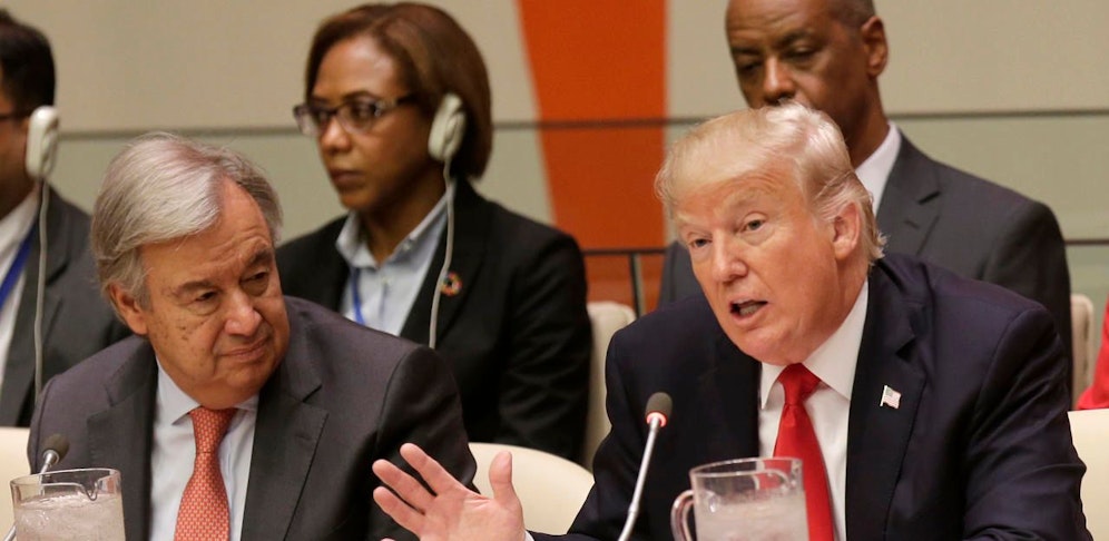 US-Präsident Trump mit  Antonio Guterres. Credit: Picturedesk