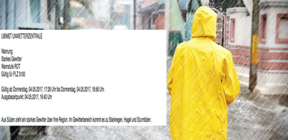 Unwetterwarnung für den Raum um St. Pölten