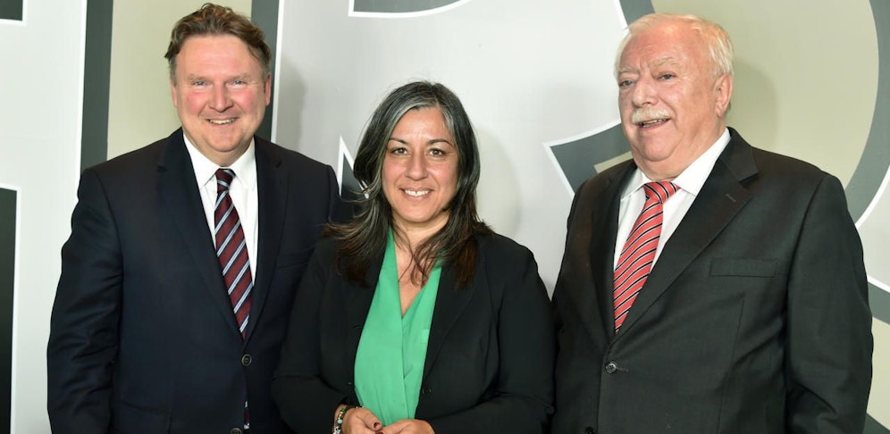 V.l.n.r.: Bürgermeister Michael Häupl (SPÖ), Vizebügermeister Maria Vassilakou (Grüne) und Stadtrat Michael Ludwig (SPÖ)
