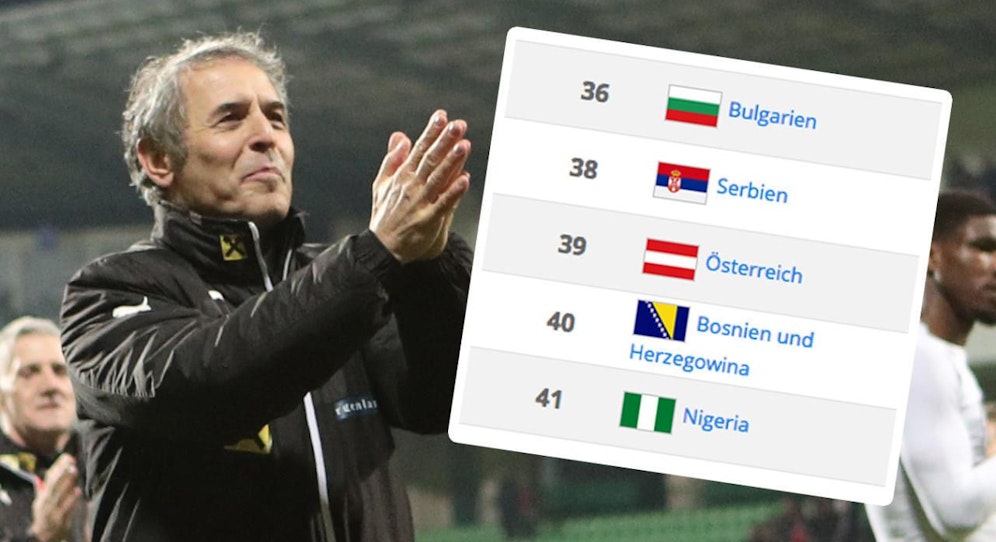 Marcel Koller übergibt das ÖFB-Team auf Rang 39 der FIFA-Rangliste.