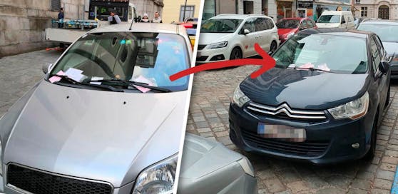 Die Strafzettel wurden einfach auf einem anderen Auto "geparkt".
