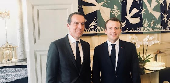 Ex-Kanzler Christian Kern (SPÖ) und der amtierende französische Staatspräsident Emmanuel Macron.