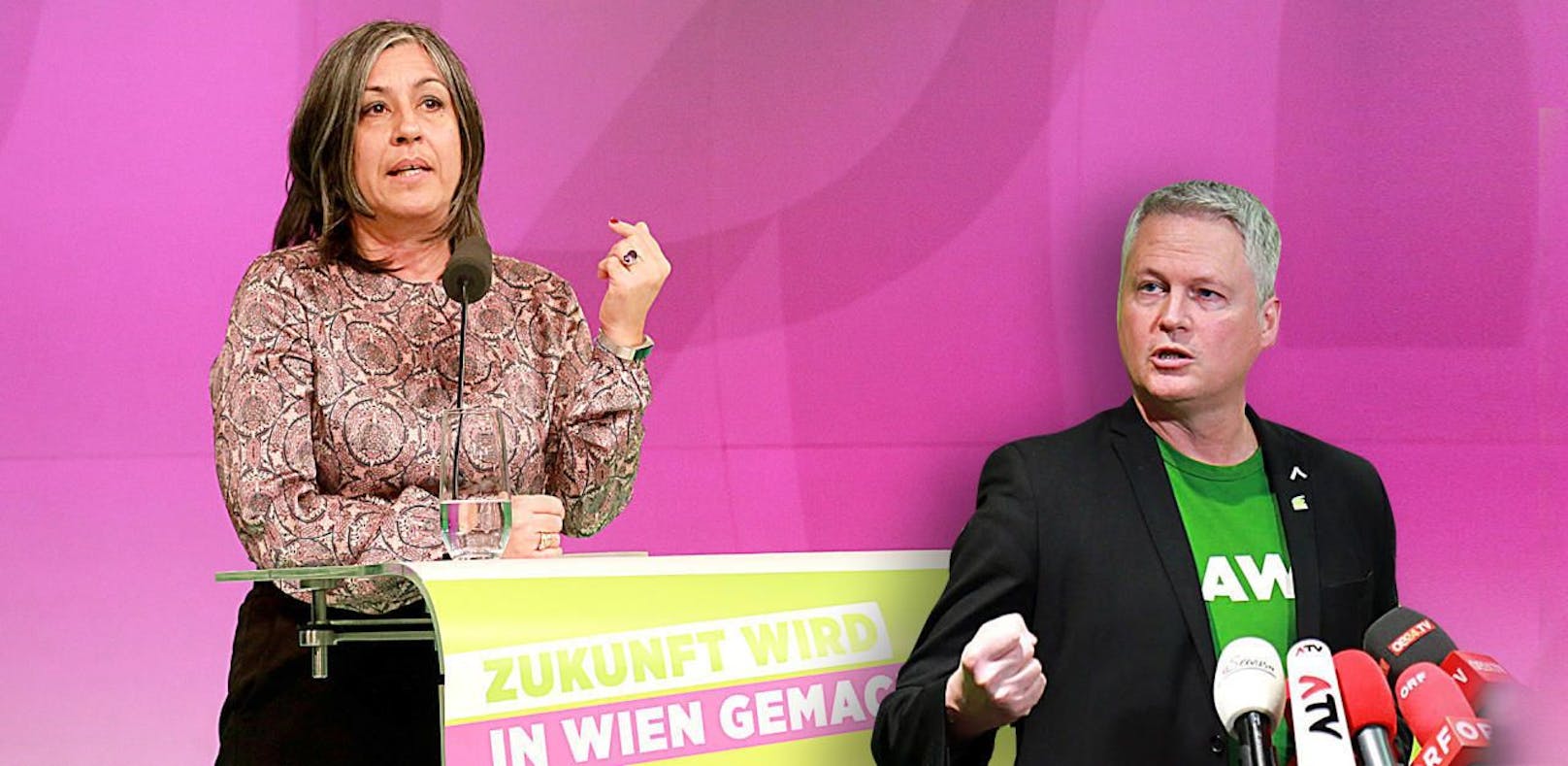 Die Wiener Grünen-Frontfrau Maria Vassilakou und Klubchef David Ellensohn bei der Landesversammlung