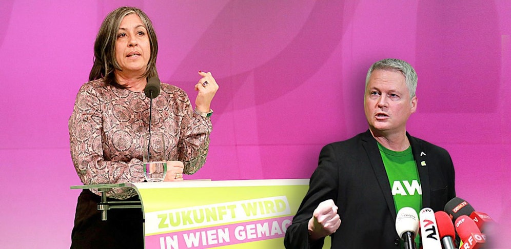 Die Wiener Grünen-Frontfrau Maria Vassilakou und Klubchef David Ellensohn bei der Landesversammlung