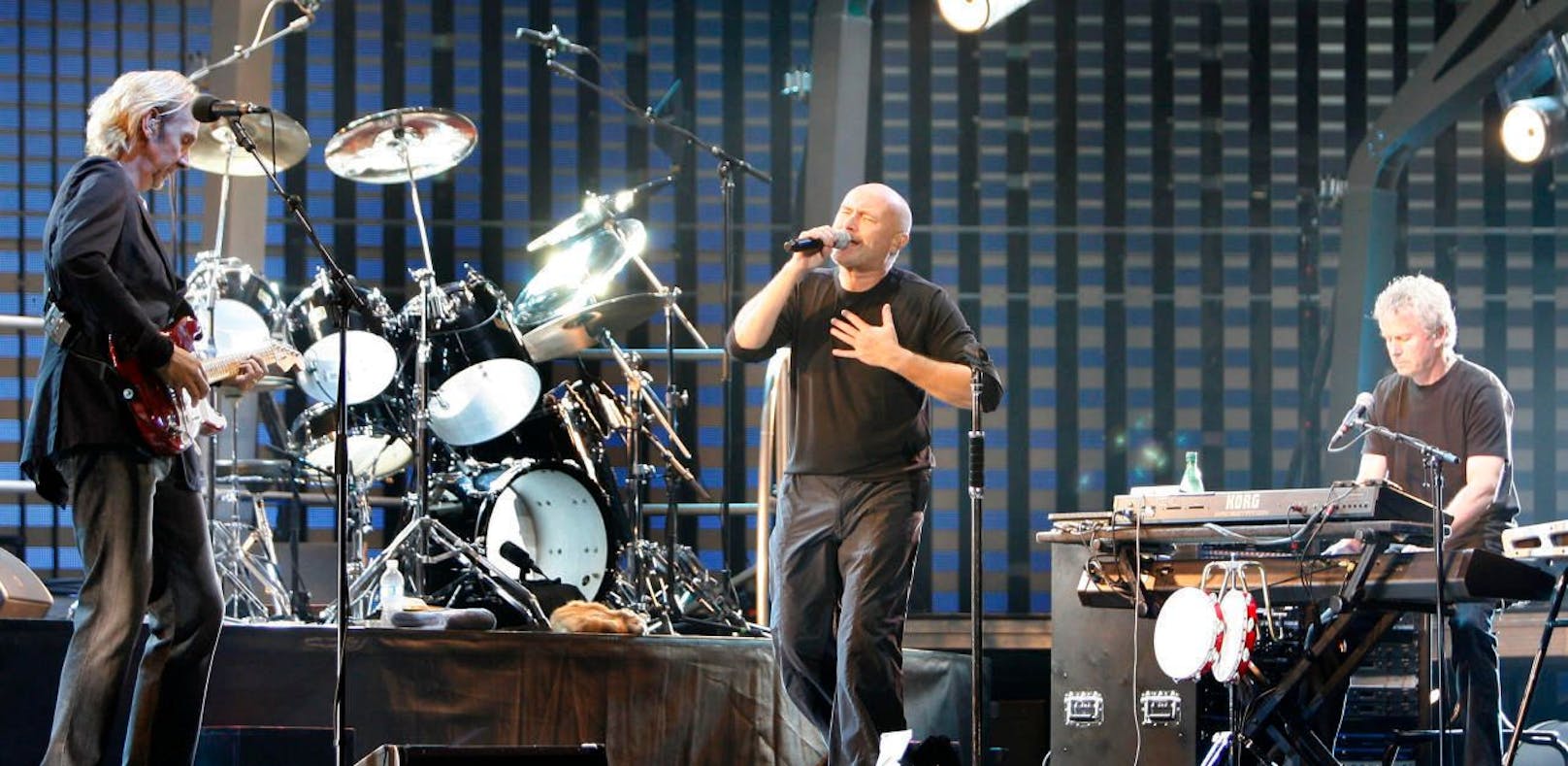 Genesis von l.n.r.: Mike Rutherford, Phil Collins und Tony Banks proben für ihre Nordamerika-Tour in Toronto am 05. September 2017. (Foto: REUTERS/Mike Cassese)