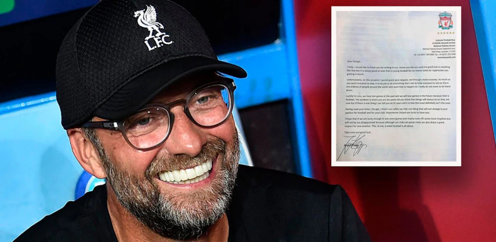 Jürgen Klopp schreibt dem kleinen Daragh zurück.