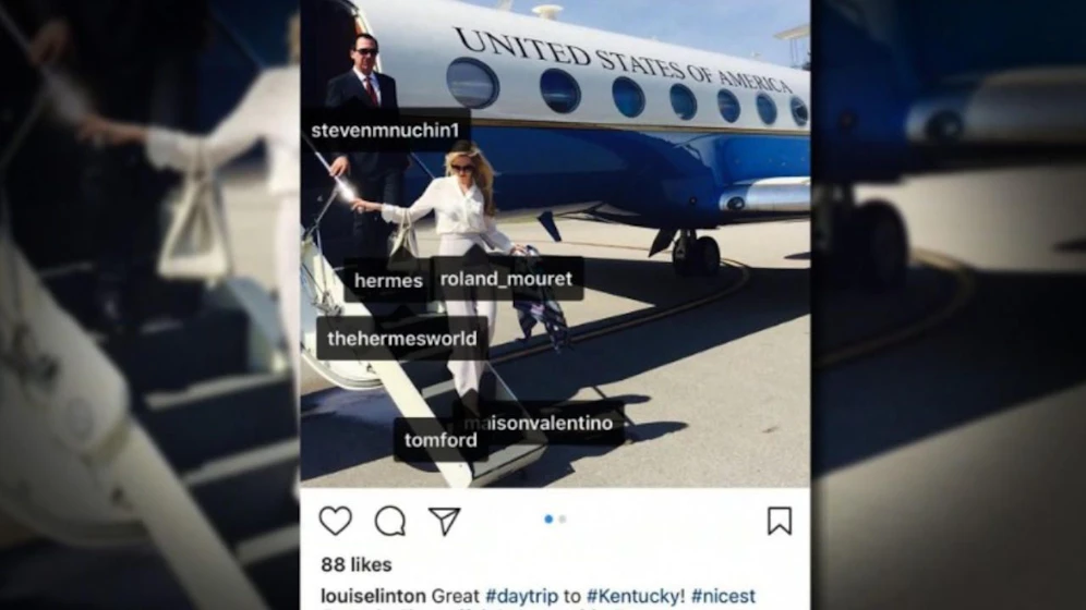 Dumm gelaufen: Louise Linton postet ein Foto von einer Dienstreise und markiert, von welchen Luxus-Designern ihre Ausstattung ist. Folge: Shitstorm! 