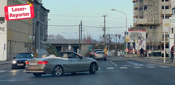 "Heute"-Leser Manuel entdeckte den Cabrio-Fahrer in Stadlau.