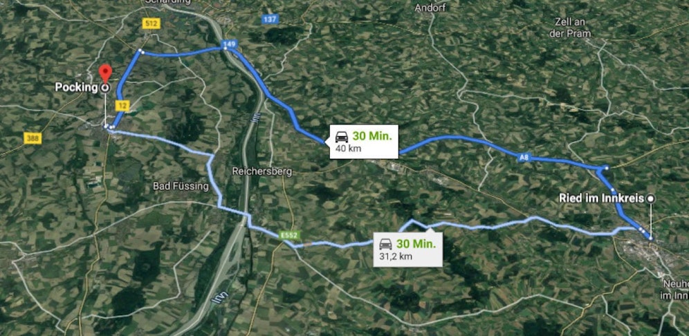 Der Raser fuhr von Pocking in Bayern bis nach Ried.