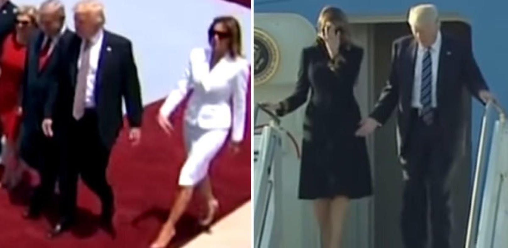 Melania Trump weicht der Hand ihres Mannes offenbar aus.