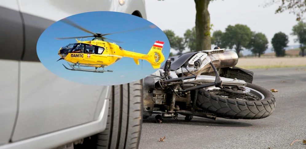 Der C9 flog den verletzten Biker ins Spital.