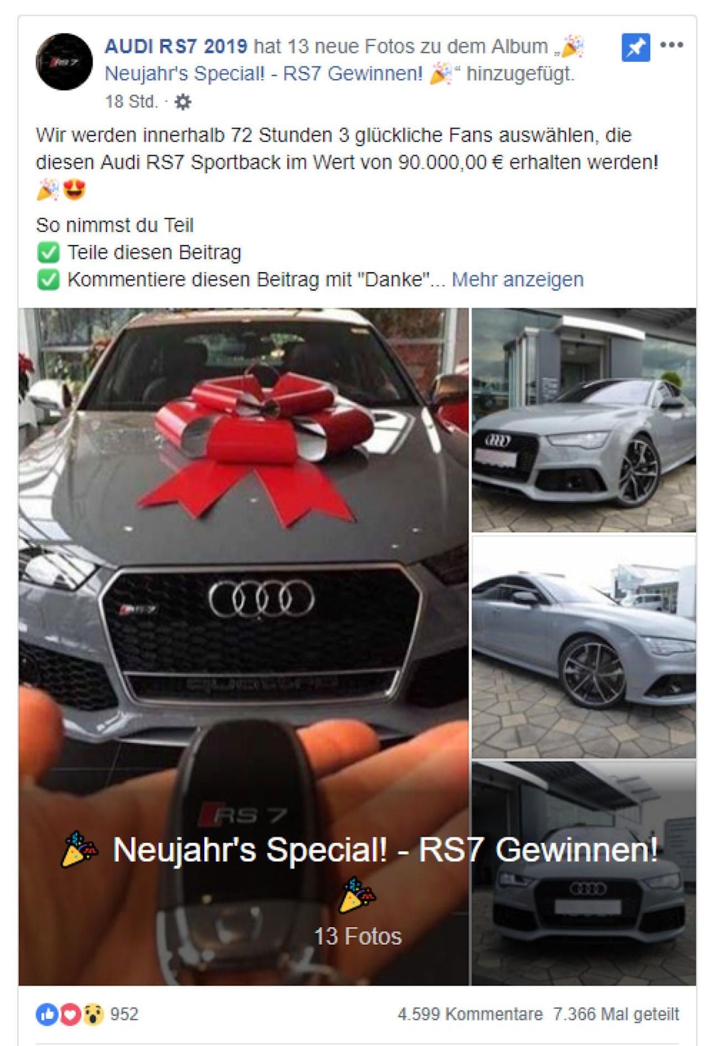 Eines der Dutzenden Facebook-Fake-Gewinnspiele.