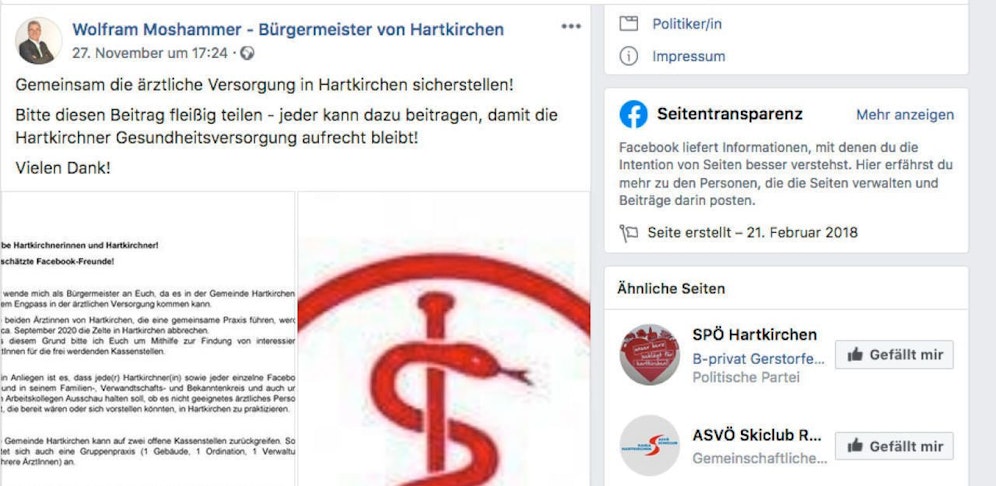 Bürgermeister Wolfram Moshammer suchte auf Facebook nach Ärzten für seine Gemeinde.