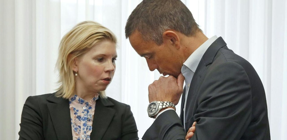 Uwe Scheuch - hier bei einem früheren Prozesstermin (mit seiner Anwältin  Ulrike Pöchinger)